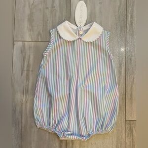 NWT Lullaby Set Pastel Rainbow Striped Collared Collier Bubble Romper, girls 24M